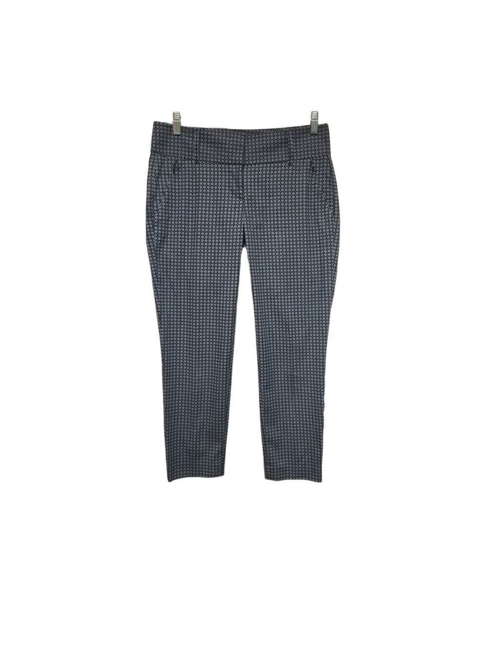 Ann Taylor Skinny Ankle Pants Zipper Pockets Size 4 Color Blue & White Dots
